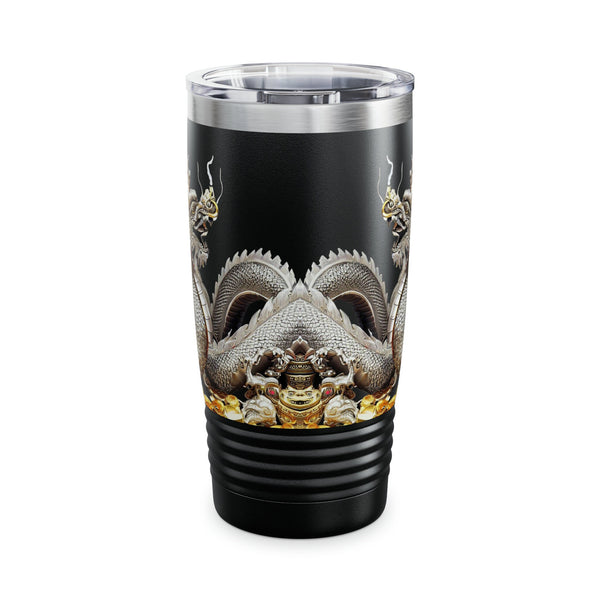 Personalized Dragon Black Ribbed Tumbler Ssteel 20z 2024 Chinese Dragon zodiac vacation tumbler Gift His Hers Couple Birthday Valentine Gift- Tumbler Mug Water Bottle-Tumblers & Water Glasses