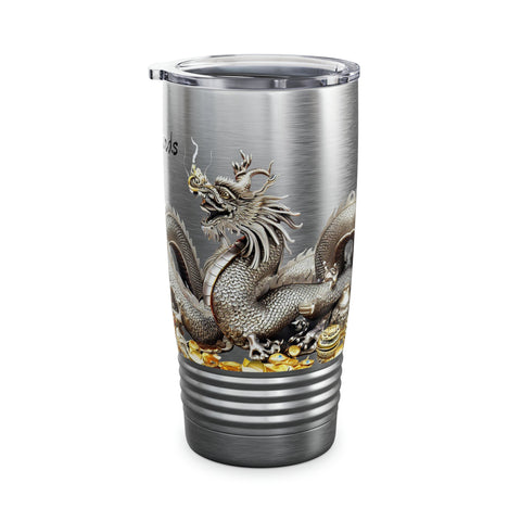 Personalized Dragon White Ribbed Tumbler Ssteel 20z 2024 Dragon zodiac vacation tumbler Gift His Hers Couple Anniversary Valentine Day Gift- Tumbler Mug Water Bottle-Tumblers & Water Glasses