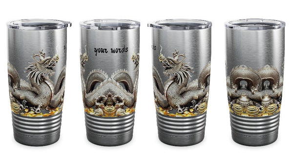 Personalized Dragon White Ribbed Tumbler Ssteel 20z 2024 Dragon zodiac vacation tumbler Gift His Hers Couple Anniversary Valentine Day Gift- Tumbler Mug Water Bottle-Tumblers & Water Glasses