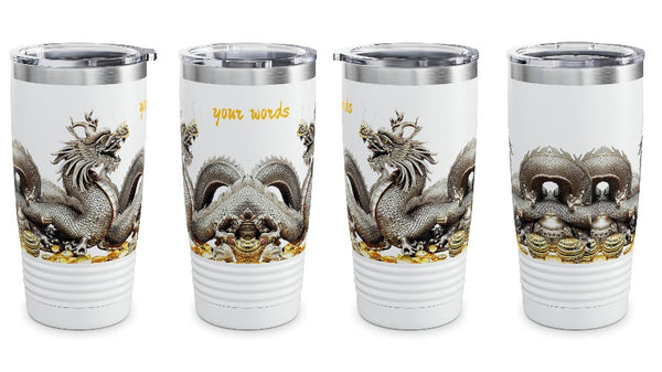 Personalized Dragon Black Ribbed Tumbler Ssteel 20z 2024 Chinese Dragon zodiac vacation tumbler Gift His Hers Couple Birthday Valentine Gift- Tumbler Mug Water Bottle-Tumblers & Water Glasses