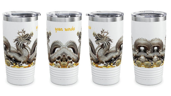 Personalized Dragon Black Ribbed Tumbler Ssteel 20z 2024 Chinese Dragon zodiac vacation tumbler Gift His Hers Couple Birthday Valentine Gift- Tumbler Mug Water Bottle-Tumblers & Water Glasses