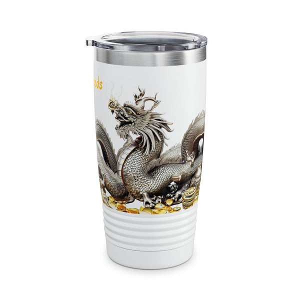 Personalized Dragon White Ribbed Tumbler Ssteel 20z 2024 Chinese Dragon zodiac vacation tumbler Gift His Hers Couple Birthday Valentine Gift- Tumbler Mug Water Bottle-Tumblers & Water Glasses