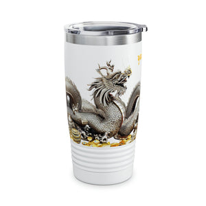 Personalized Dragon White Ribbed Tumbler Ssteel 20z 2024 Chinese Dragon zodiac vacation tumbler Gift His Hers Couple Birthday Valentine Gift- Tumbler Mug Water Bottle-Tumblers & Water Glasses