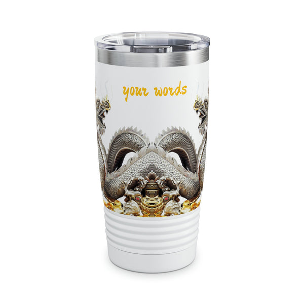 Personalized Dragon White Ribbed Tumbler Ssteel 20z 2024 Chinese Dragon zodiac vacation tumbler Gift His Hers Couple Birthday Valentine Gift- Tumbler Mug Water Bottle-Tumblers & Water Glasses