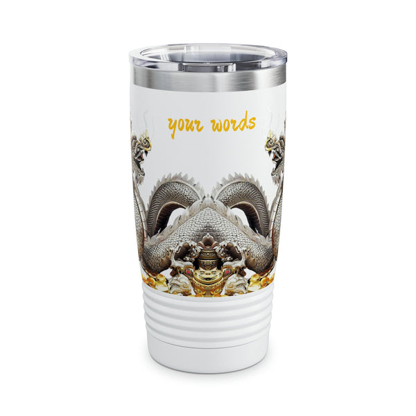 Personalized Dragon White Ribbed Tumbler Ssteel 20z 2024 Chinese Dragon zodiac vacation tumbler Gift His Hers Couple Birthday Valentine Gift- Tumbler Mug Water Bottle-Tumblers & Water Glasses