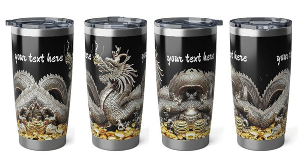 Personalized Silver Dragon Tumbler Ssteel 20oz 2024 Chinese New Year Lucky Dragon Gift for Dragon lover housewarming Couple Valentine Day- Tumbler Mug Water Bottle-Tumblers & Water Glasses