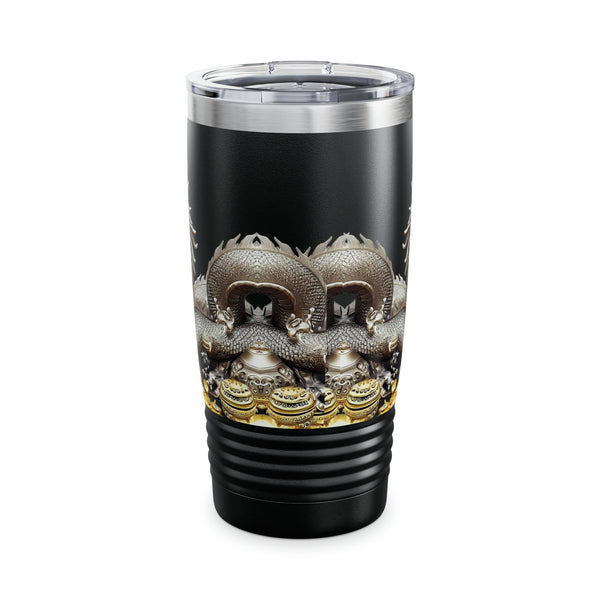 Personalized Dragon Black Ribbed Tumbler Ssteel 20z 2024 Chinese Dragon zodiac vacation tumbler Gift His Hers Couple Birthday Valentine Gift- Tumbler Mug Water Bottle-Tumblers & Water Glasses