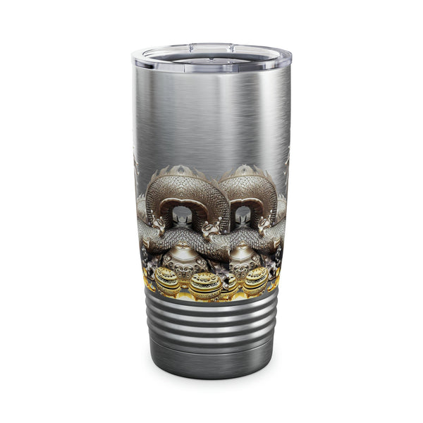 Personalized Dragon White Ribbed Tumbler Ssteel 20z 2024 Dragon zodiac vacation tumbler Gift His Hers Couple Anniversary Valentine Day Gift- Tumbler Mug Water Bottle-Tumblers & Water Glasses