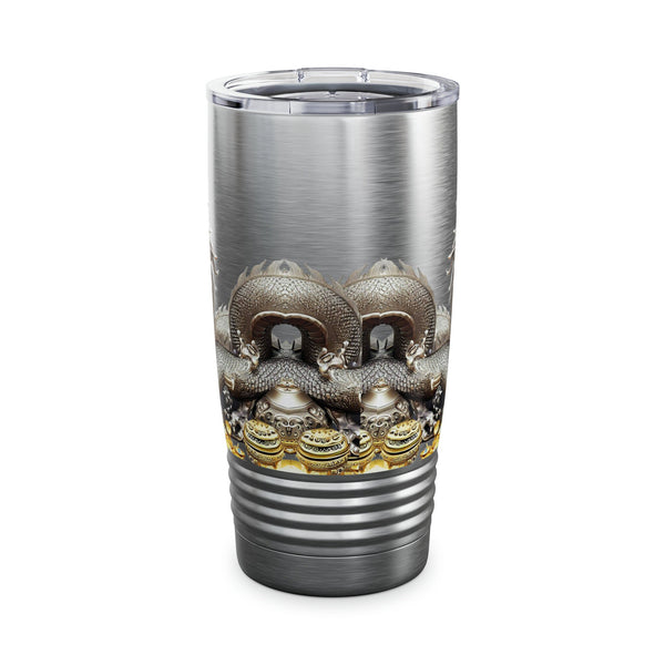 Personalized Dragon White Ribbed Tumbler Ssteel 20z 2024 Dragon zodiac vacation tumbler Gift His Hers Couple Anniversary Valentine Day Gift- Tumbler Mug Water Bottle-Tumblers & Water Glasses