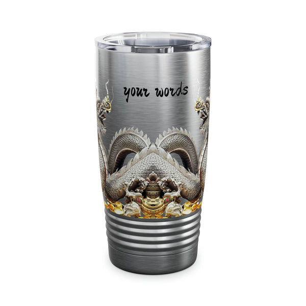 Personalized Dragon White Ribbed Tumbler Ssteel 20z 2024 Dragon zodiac vacation tumbler Gift His Hers Couple Anniversary Valentine Day Gift- Tumbler Mug Water Bottle-Tumblers & Water Glasses