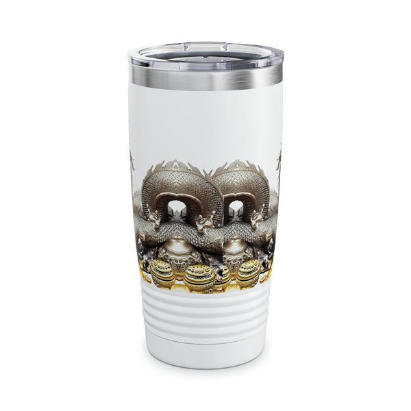 Personalized Dragon White Ribbed Tumbler Ssteel 20z 2024 Chinese Dragon zodiac vacation tumbler Gift His Hers Couple Birthday Valentine Gift- Tumbler Mug Water Bottle-Tumblers & Water Glasses