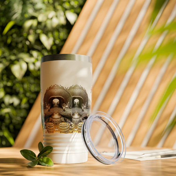 Personalized Dragon White Ribbed Tumbler Ssteel 20z 2024 Chinese Dragon zodiac vacation tumbler Gift His Hers Couple Birthday Valentine Gift- Tumbler Mug Water Bottle-Tumblers & Water Glasses