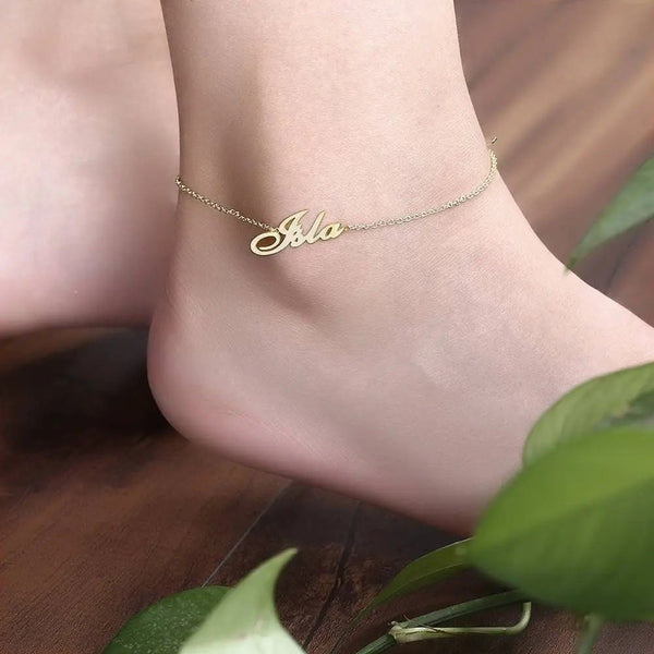Personalised Name Anklet Stainless Steel- Custom & Braille Jewelry-Anklets