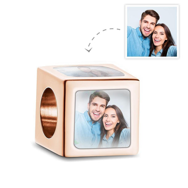 Personalised Photo 4Sided Square Charm Anniversary Birthday Mothers day Retirement Promotion gift for wife girlfriend fiancee bridesmaid- Custom & Braille Jewelry-Charms