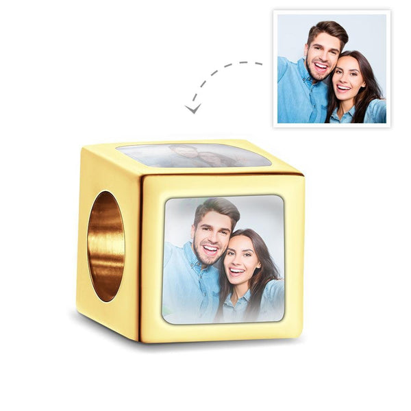 Personalised Photo 4Sided Square Charm Anniversary Birthday Mothers day Retirement Promotion gift for wife girlfriend fiancee bridesmaid- Custom & Braille Jewelry-Charms