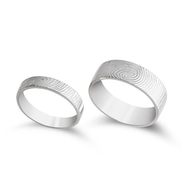 Personalised 2pc Couples Rings Set Fingerprints ,Mother's Day Gift,Birthday gift,Anniversay gift,Valentine gift,HIS & HERS,Couples Jewelry- Custom & Braille Jewelry-Bands