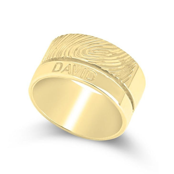 Personalised Name + Fingerprint Wedding Ring,Mother's Fathers Day Birthday gift for Mom Dad,Wedding Band HIS & HERS,Couples Anniversary gift- Custom & Braille Jewelry-Bands