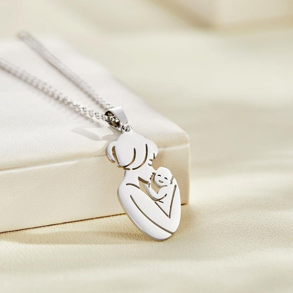 Personalized Mother Baby Name Pendant Necklace Family Jewelry Birthday Mothers Day Anniversary Gifts for Mom wife grandmom Baby shower gift- Custom & Braille Jewelry-Charm Necklaces