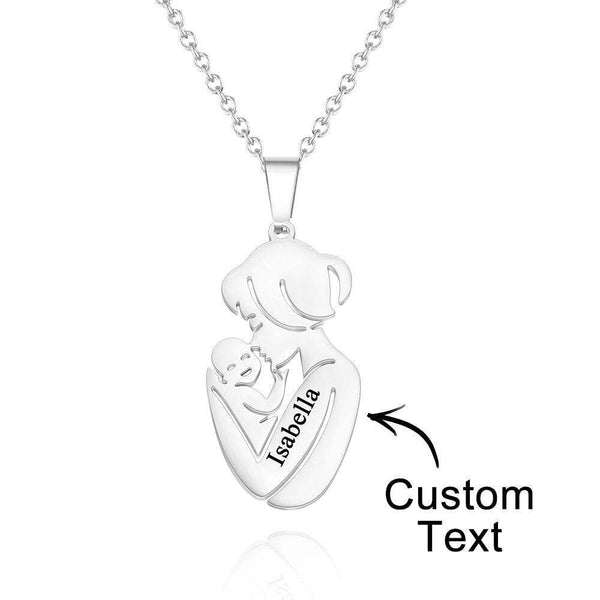 Personalized Mother Baby Name Pendant Necklace Family Jewelry Birthday Mothers Day Anniversary Gifts for Mom wife grandmom Baby shower gift- Custom & Braille Jewelry-Charm Necklaces
