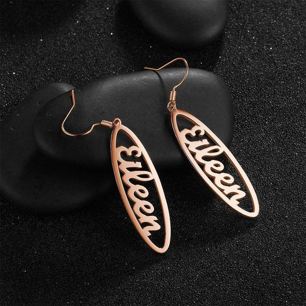 Personalised Name Leaf Drop Earrings Birthday Mothers Day Anniversary gift for wife mom sister daughter grandmother Bridesmaid Name Jewelry- Custom & Braille Jewelry-Dangle & Drop Earrings