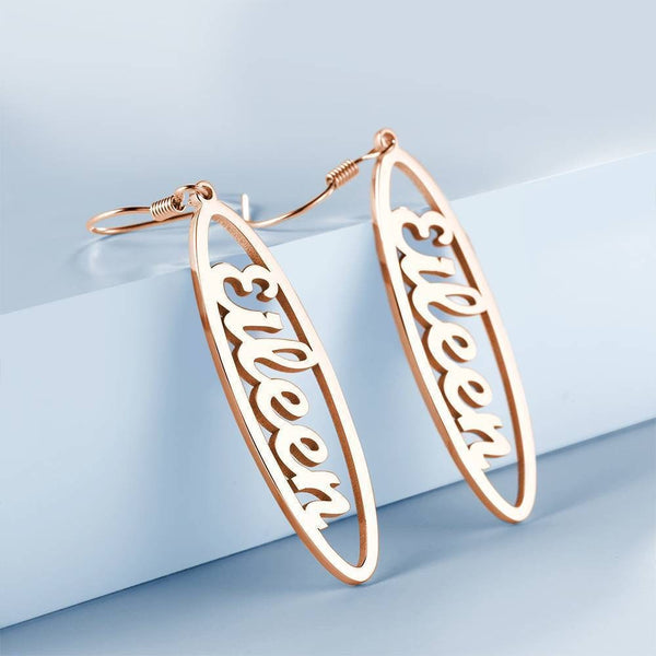 Personalised Name Leaf Drop Earrings Birthday Mothers Day Anniversary gift for wife mom sister daughter grandmother Bridesmaid Name Jewelry- Custom & Braille Jewelry-Dangle & Drop Earrings
