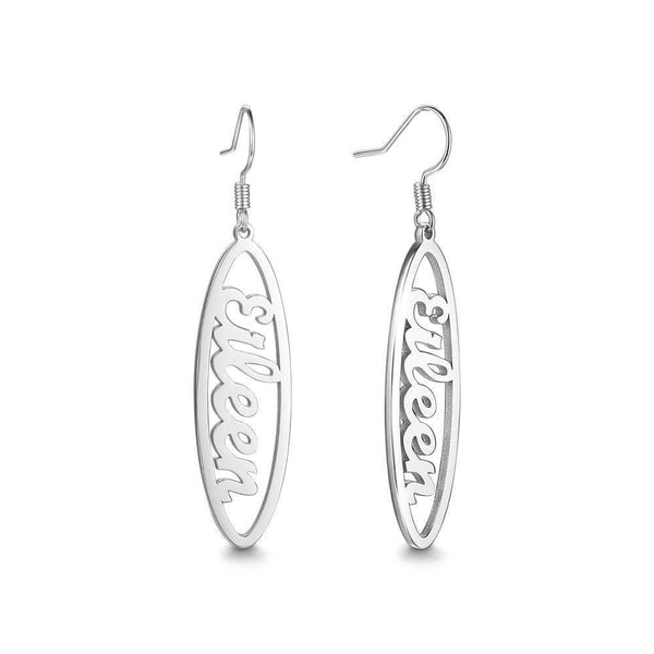 Personalised Name Leaf Drop Earrings Birthday Mothers Day Anniversary gift for wife mom sister daughter grandmother Bridesmaid Name Jewelry- Custom & Braille Jewelry-Dangle & Drop Earrings