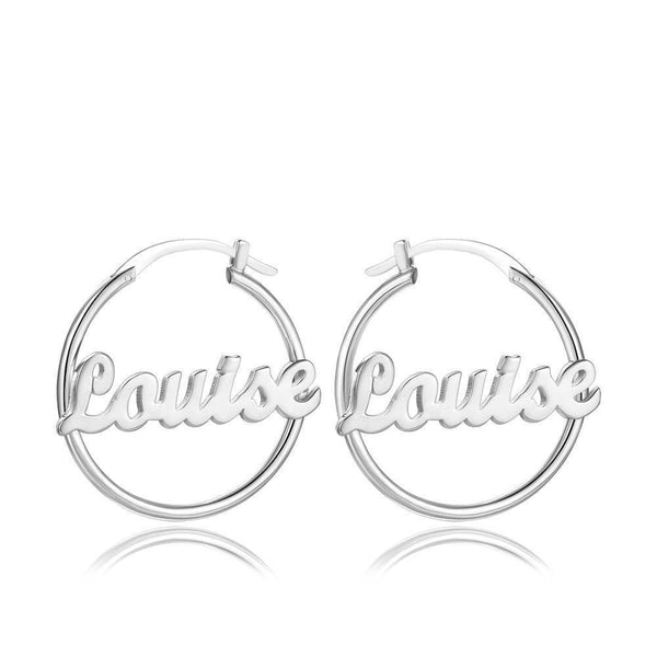 Personalised Name Hoop Earrings Mothers day birthday anniversary gift for wife mom sister daughter bridesmaid baby shower graduation gift- Custom & Braille Jewelry-Dangle & Drop Earrings