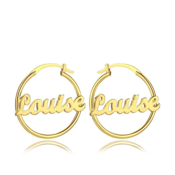Personalised Name Hoop Earrings Mothers day birthday anniversary gift for wife mom sister daughter bridesmaid baby shower graduation gift- Custom & Braille Jewelry-Dangle & Drop Earrings