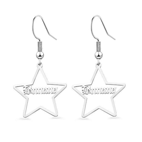 Personalised Name Star Hoop Earrings Mothers day birthday anniversary gift for wife mom sister daughter bridesmaid baby shower gift- Custom & Braille Jewelry-Hoop Earrings
