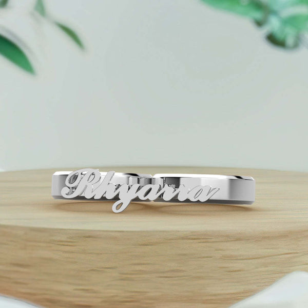 Personalized Name Double Fingers Ring Two Finger Ring Birthday Anniversary Mothers day gift for wife girlfriend mom daughter graduation gift- Custom & Braille Jewelry-Statement Rings
