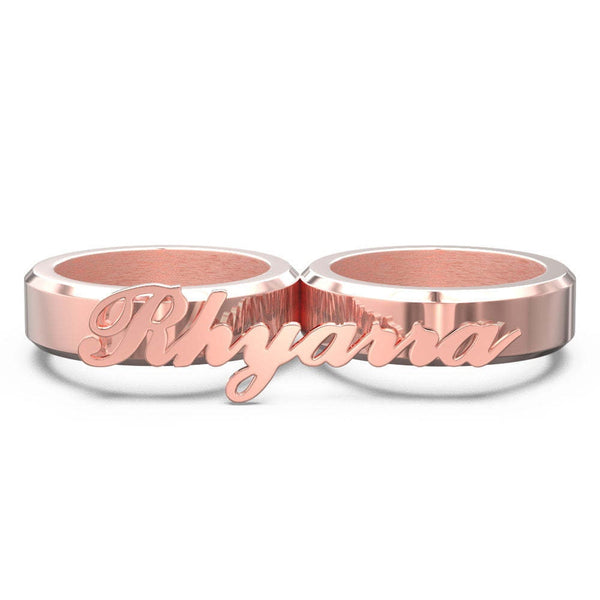 Personalized Name Double Fingers Ring Two Finger Ring Birthday Anniversary Mothers day gift for wife girlfriend mom daughter graduation gift- Custom & Braille Jewelry-Statement Rings