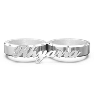 Personalized Name Double Fingers Ring Two Finger Ring Birthday Anniversary Mothers day gift for wife girlfriend mom daughter graduation gift- Custom & Braille Jewelry-Statement Rings