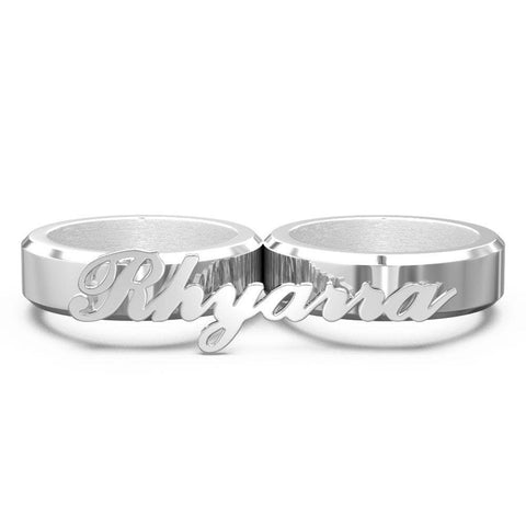 Personalized Name Double Fingers Ring Two Finger Ring Birthday Anniversary Mothers day gift for wife girlfriend mom daughter graduation gift- Custom & Braille Jewelry-Statement Rings