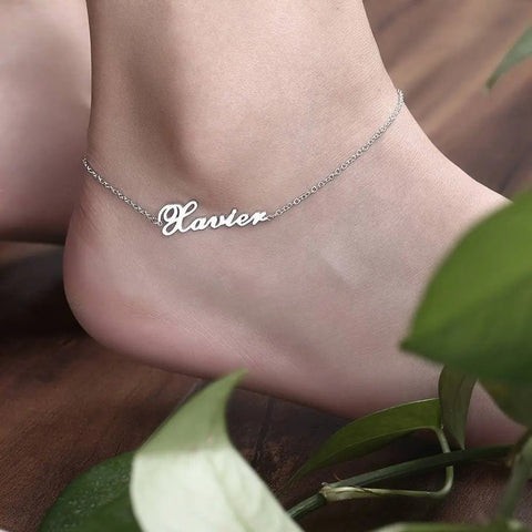 Personalised Name Anklet Stainless Steel- Custom & Braille Jewelry-Anklets