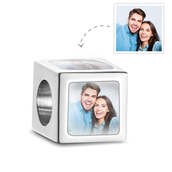 Personalised Photo 4Sided Square Charm Anniversary Birthday Mothers day Retirement Promotion gift for wife girlfriend fiancee bridesmaid- Custom & Braille Jewelry-Charms