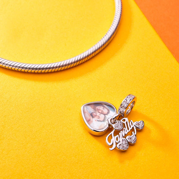Personalised Photo Heart Charm Anniversary Birthday Mothers day gift for wife mom daughter sister bridesmaid jewelry grandmothers garden- Custom & Braille Jewelry-Charms