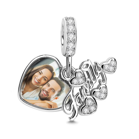 Personalised Photo Heart Charm Anniversary Birthday Mothers day gift for wife mom daughter sister bridesmaid jewelry grandmothers garden- Custom & Braille Jewelry-Charms