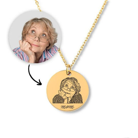 personalized portrait mom round pendant necklace valentine gift for wife mom sister baby shower,custom baby photo jewelry mothers day gift- Custom & Braille Jewelry-Pendants