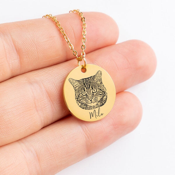 personalized pet portrait round pendant necklace birthday mothers day gift for wife dog mom cat mom puppy shower,custom pet photo jewelry- Custom & Braille Jewelry-Pendants