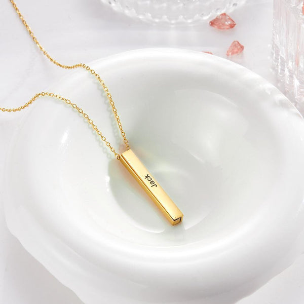 Personalised Folding Name Bar Necklace Birthday Mothers Day Anniversary gift for wife mom girlfriend sister grandmothers garden jewelry- Custom & Braille Jewelry-Charm Necklaces