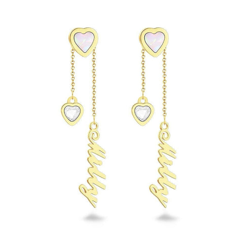 Personalised Name Earrings Hearts Birthday Mothers Day Anniversary Gift for wife mom sister Bridesmaid Daughter Graduation PromotionGift- Custom & Braille Jewelry-Dangle & Drop Earrings
