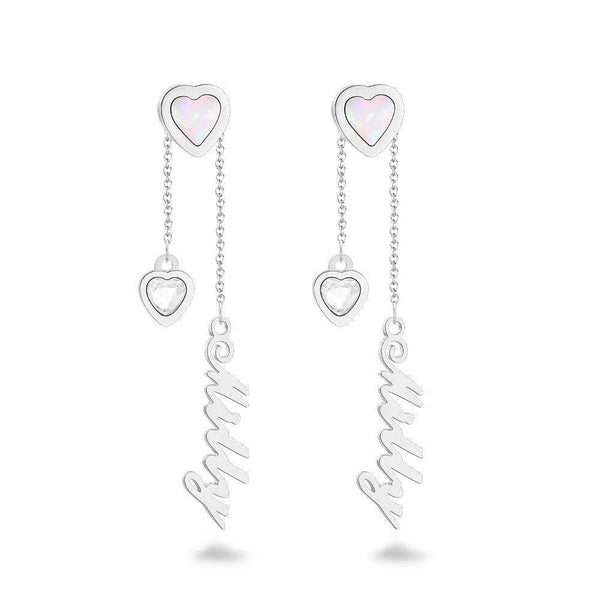 Personalised Name Earrings Hearts Birthday Mothers Day Anniversary Gift for wife mom sister Bridesmaid Daughter Graduation PromotionGift- Custom & Braille Jewelry-Dangle & Drop Earrings