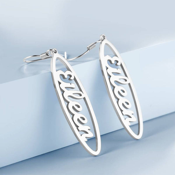 Personalised Name Leaf Drop Earrings Birthday Mothers Day Anniversary gift for wife mom sister daughter grandmother Bridesmaid Name Jewelry- Custom & Braille Jewelry-Dangle & Drop Earrings