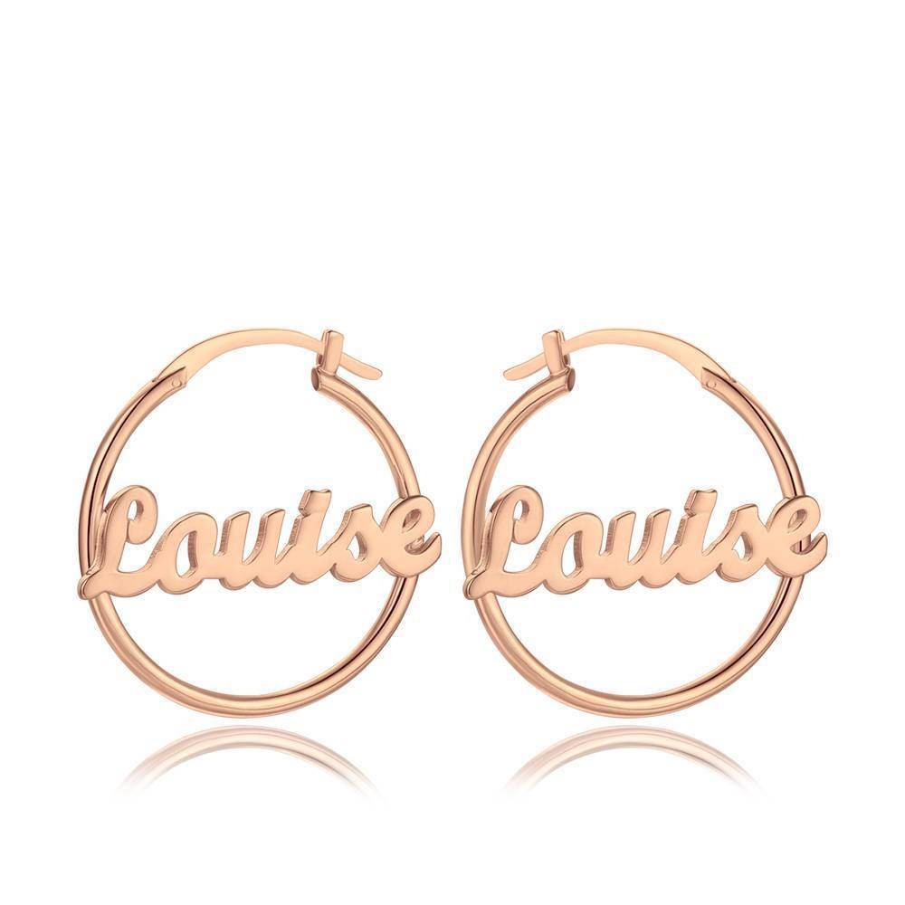 Personalised Name Hoop Earrings Mothers day birthday anniversary gift for wife mom sister daughter bridesmaid baby shower graduation gift- Custom & Braille Jewelry-Dangle & Drop Earrings