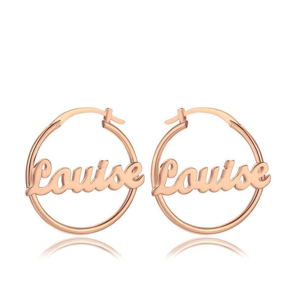 Personalised Name Hoop Earrings Mothers day birthday anniversary gift for wife mom sister daughter bridesmaid baby shower graduation gift- Custom & Braille Jewelry-Dangle & Drop Earrings