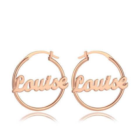 Personalised Name Hoop Earrings Mothers day birthday anniversary gift for wife mom sister daughter bridesmaid baby shower graduation gift- Custom & Braille Jewelry-Dangle & Drop Earrings