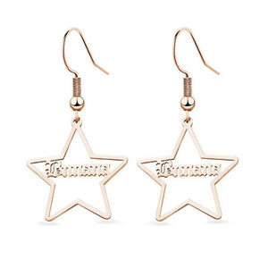 Personalised Name Star Hoop Earrings Mothers day birthday anniversary gift for wife mom sister daughter bridesmaid baby shower gift- Custom & Braille Jewelry-Hoop Earrings