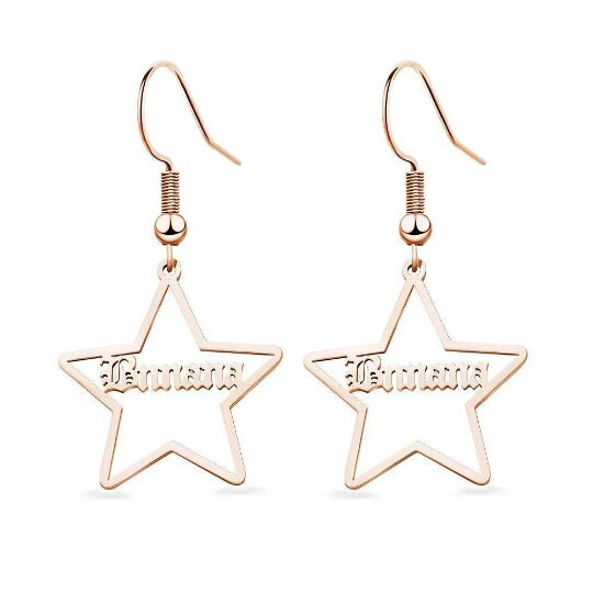 Personalised Name Star Hoop Earrings Mothers day birthday anniversary gift for wife mom sister daughter bridesmaid baby shower gift- Custom & Braille Jewelry-Hoop Earrings
