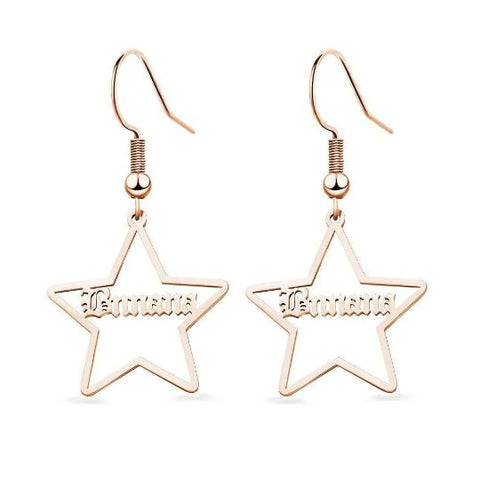 Personalised Name Star Hoop Earrings Mothers day birthday anniversary gift for wife mom sister daughter bridesmaid baby shower gift- Custom & Braille Jewelry-Hoop Earrings