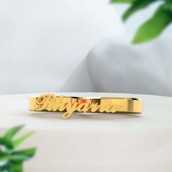 Personalized Name Double Fingers Ring Two Finger Ring Birthday Anniversary Mothers day gift for wife girlfriend mom daughter graduation gift- Custom & Braille Jewelry-Statement Rings
